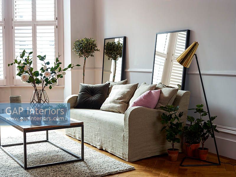 Modern living room with houseplants