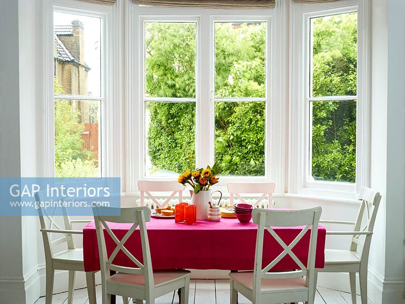 Dining area with bay window