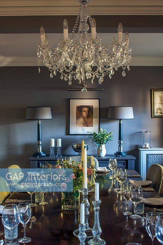 Chandelier by India Jane above dining table
