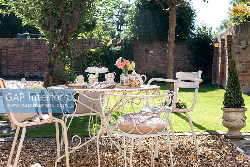 Afternoon tea on garden table