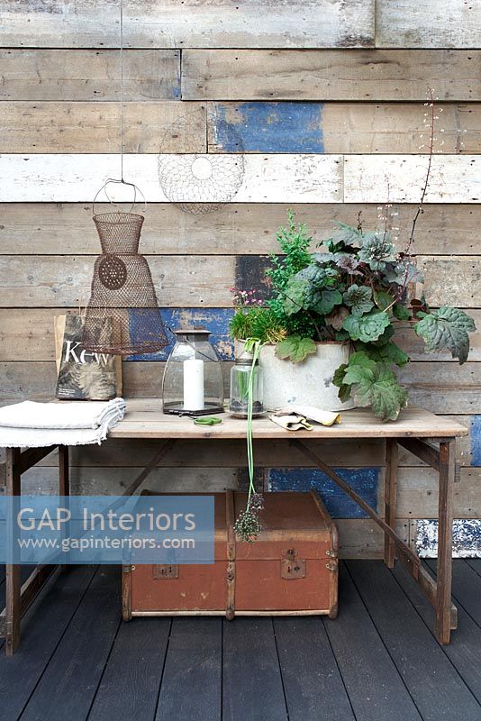 Garden accessories on wooden table
