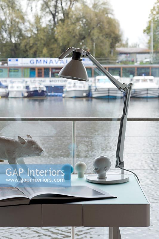 Lamp on modern desk
