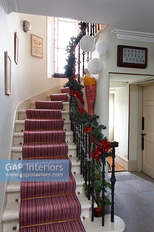 Staircase with christmas decorations