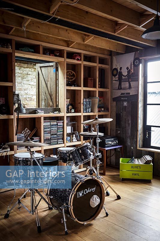 Drum kit in music room