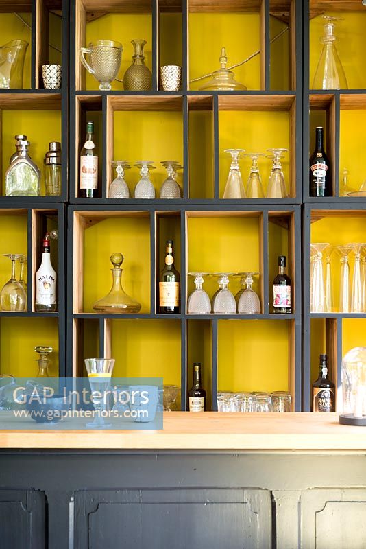 Shelving in bar area