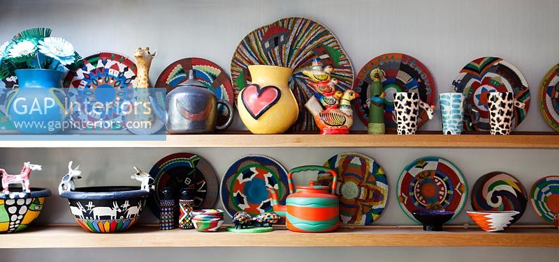 Colourful ceramics display