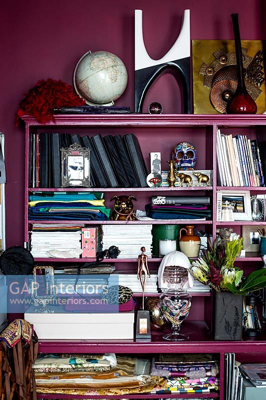 Pink bookshelves