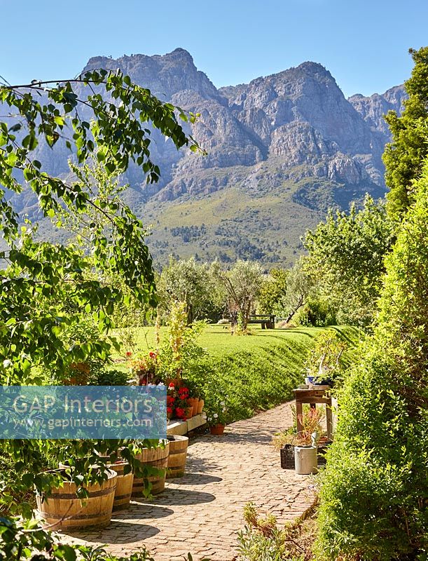 Garden at foot of mountains