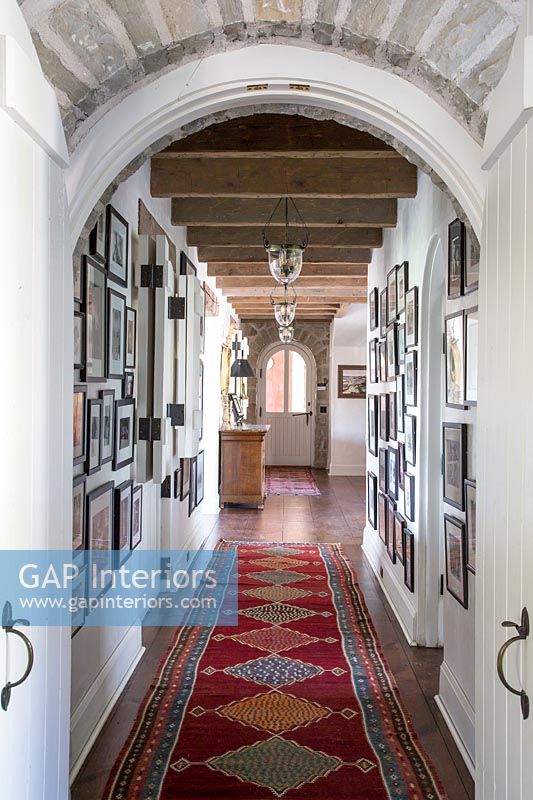 Corridor with patterned rug