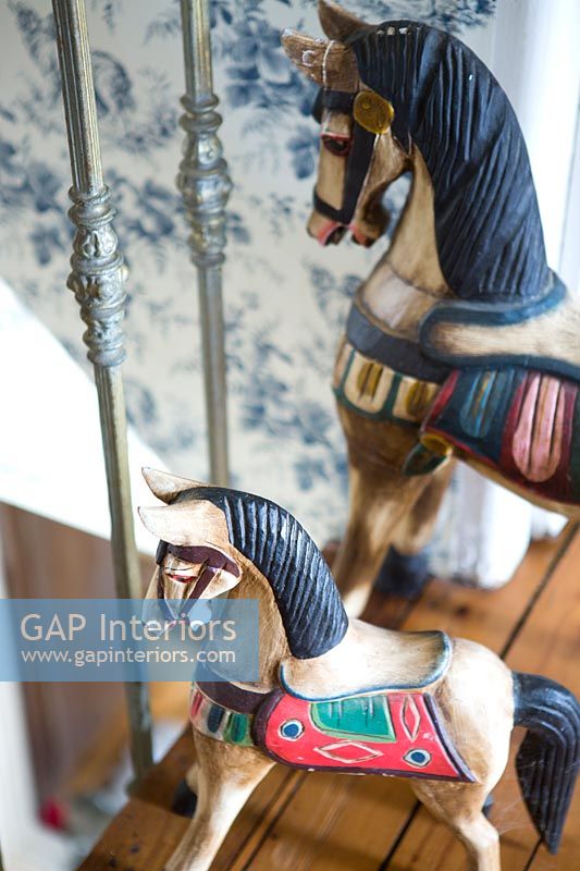 Decorative carved wooden horses