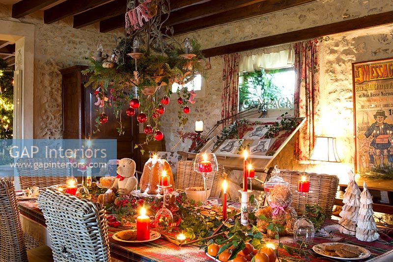 Detail of classic dining room at Christmas