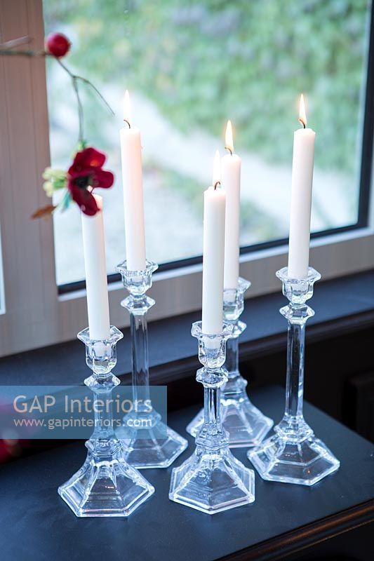 Detail of glass candle sticks
