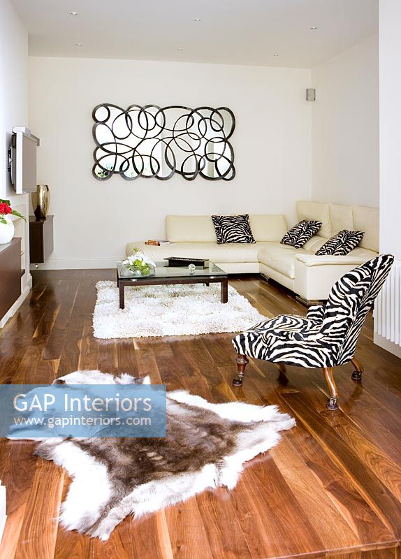 Modern living room with animal prints
