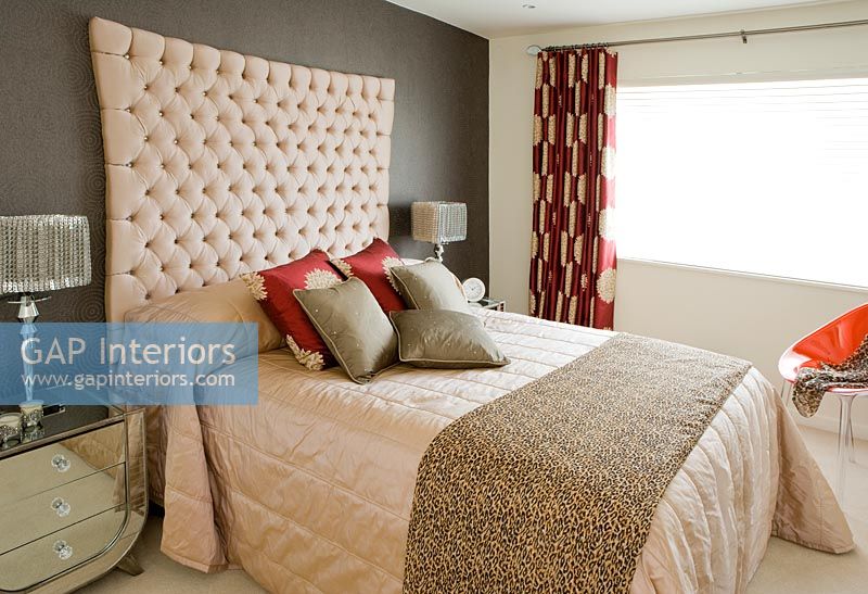 Modern bed with padded headboard