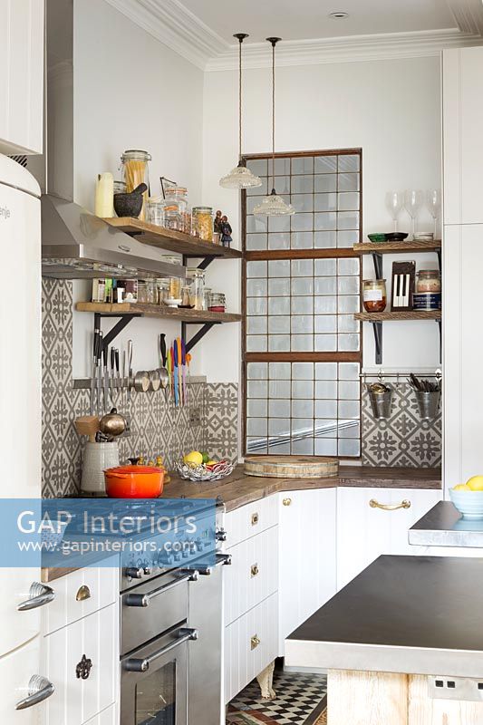 Detail of modern eclectic kitchen