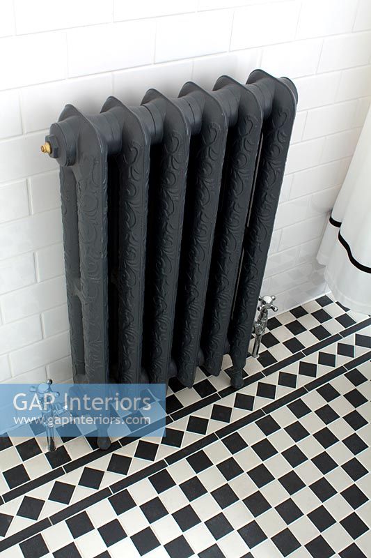 Detail of retro style bathroom radiator