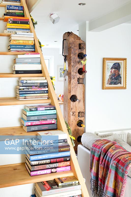 Books on stairs