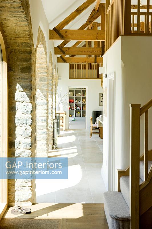 View of open plan living area of barn conversion 