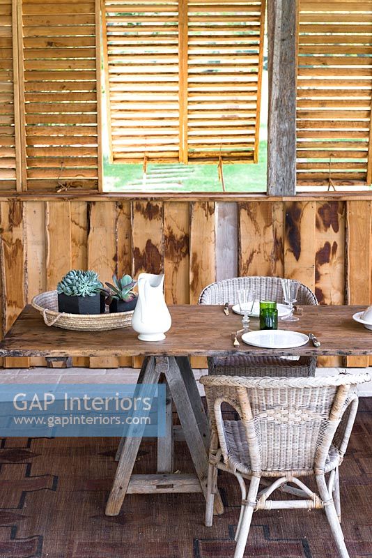 Wooden country dining table and chairs 