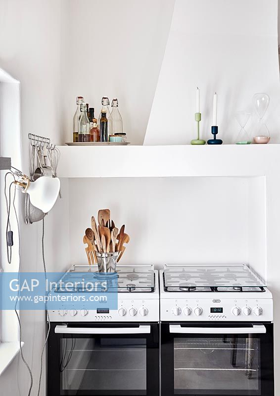 Range cooker in white kitchen 