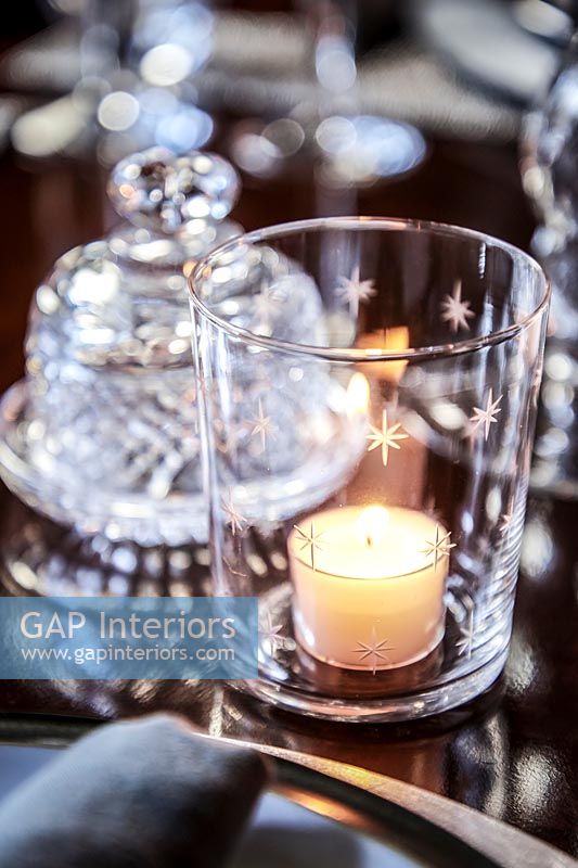 Tealight candle in decorative glass