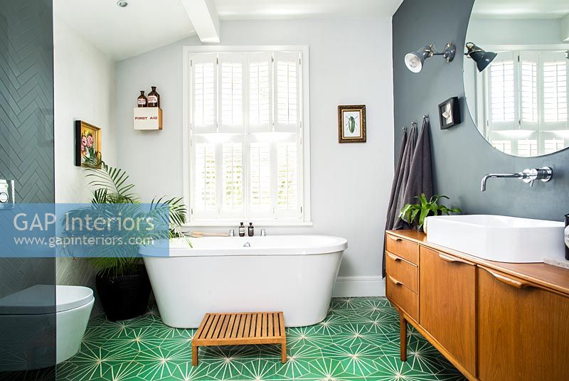 Gap Interiors Modern Bathroom With Bright Green Flooring