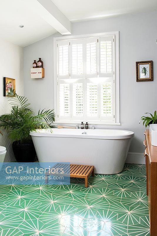Gap Interiors Modern Bathroom With Bright Green Floor
