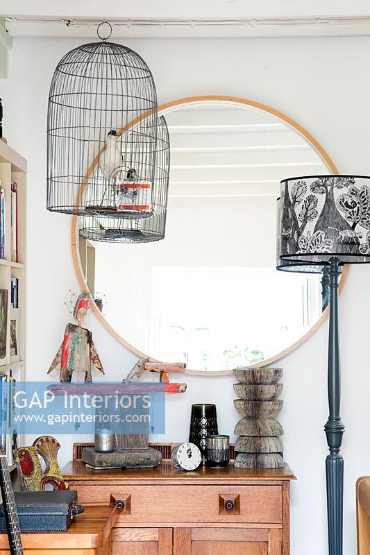 Decorative bird cage and floor lamp 