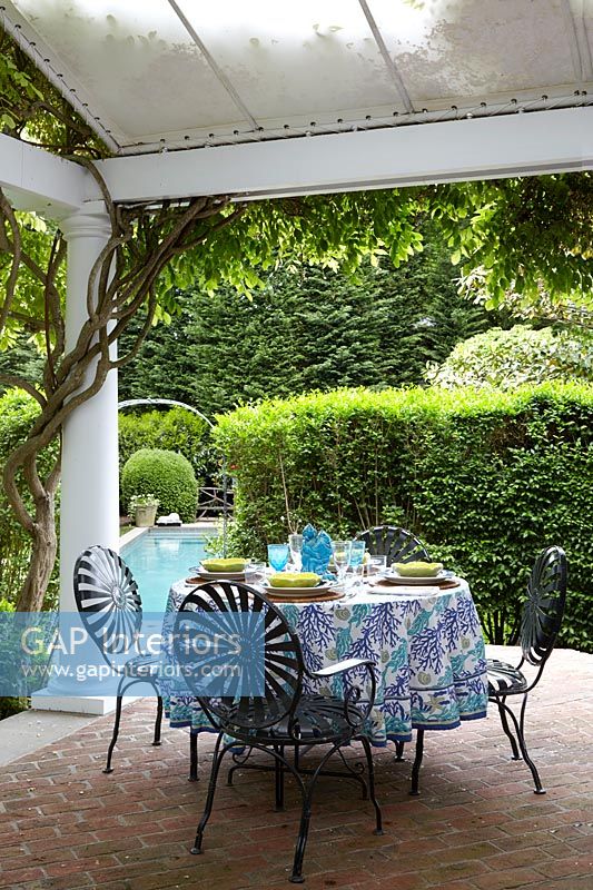 Classic dining table on terrace