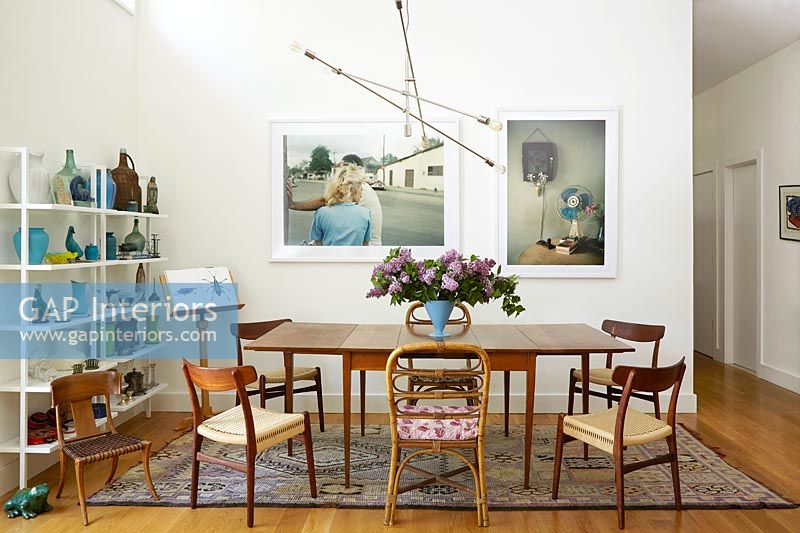 Modern dining room with vintage furniture 