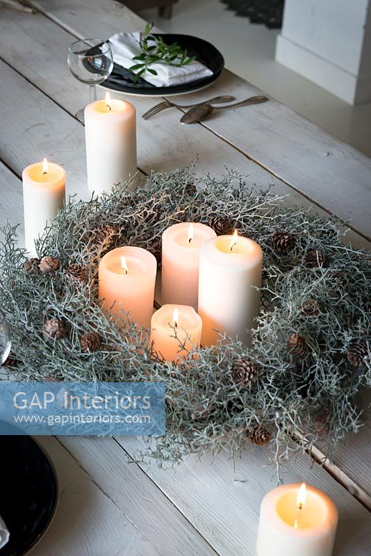 Display of candles for Christmas