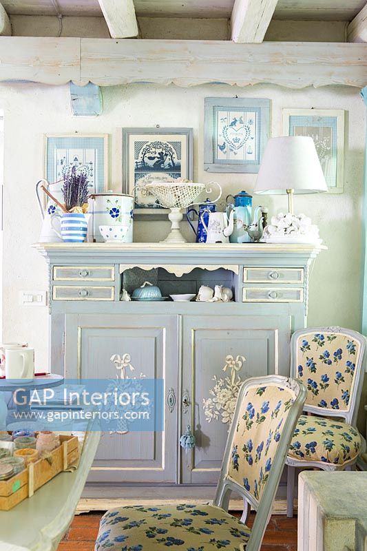 Blue and white country sideboard 