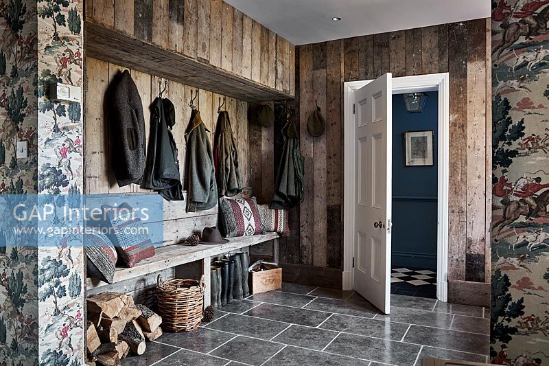 Country hallway with storage 