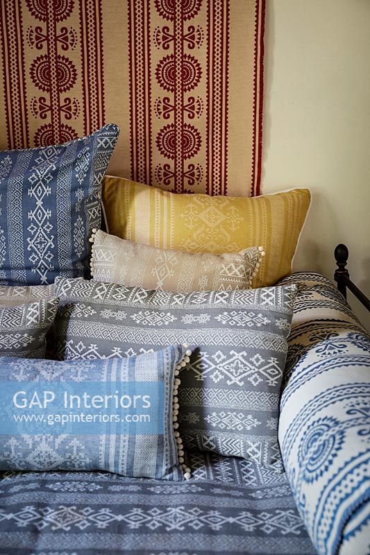Close up patterned cushions