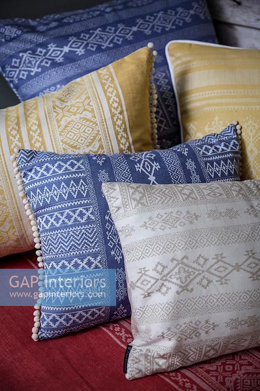 Patterned cushions close up 