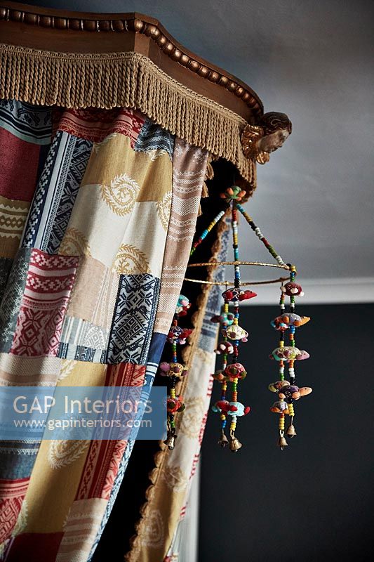 Ethnic bedroom canopy close up 