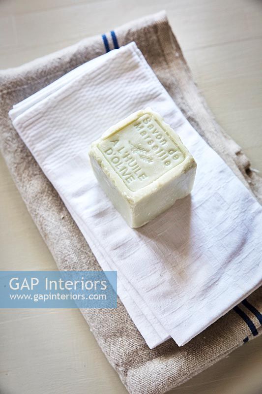 Block of soap and towel 