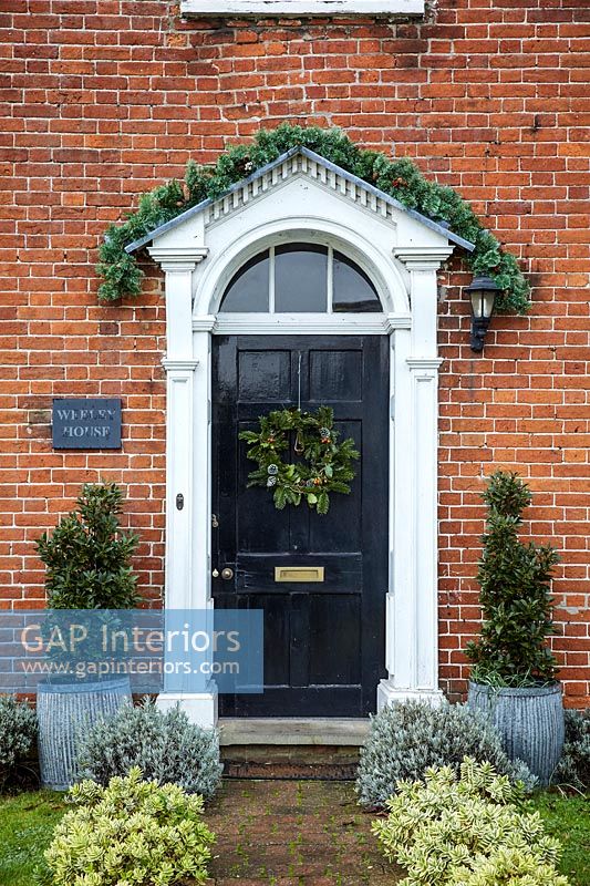 Georgian front door with Christmas wreath 