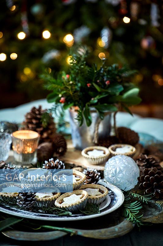Classic table decorated for Christmas 