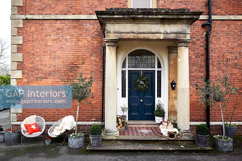 Classic Victorian front door with Christmas Wreath