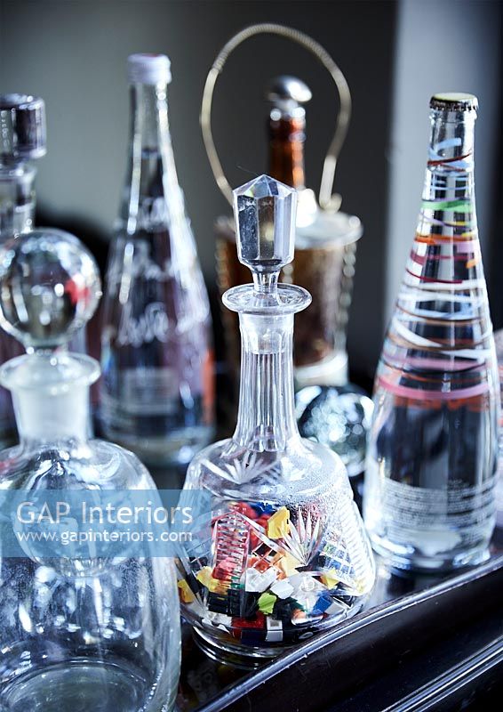 Collection of glass decanters 