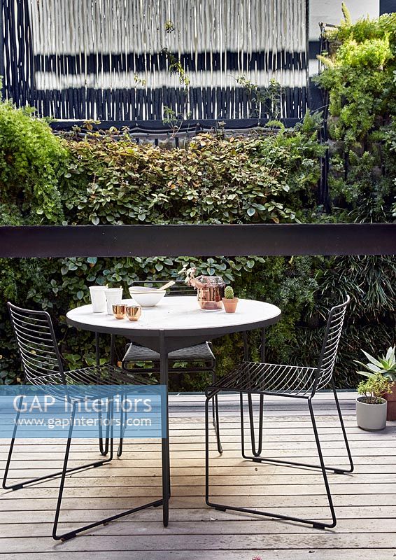Cafe style table on small terrace 