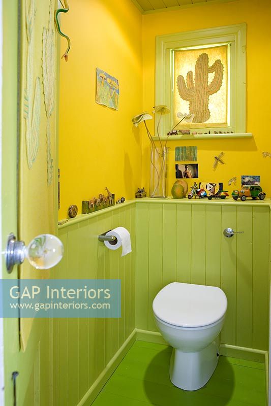 Bright green and yellow toilet 