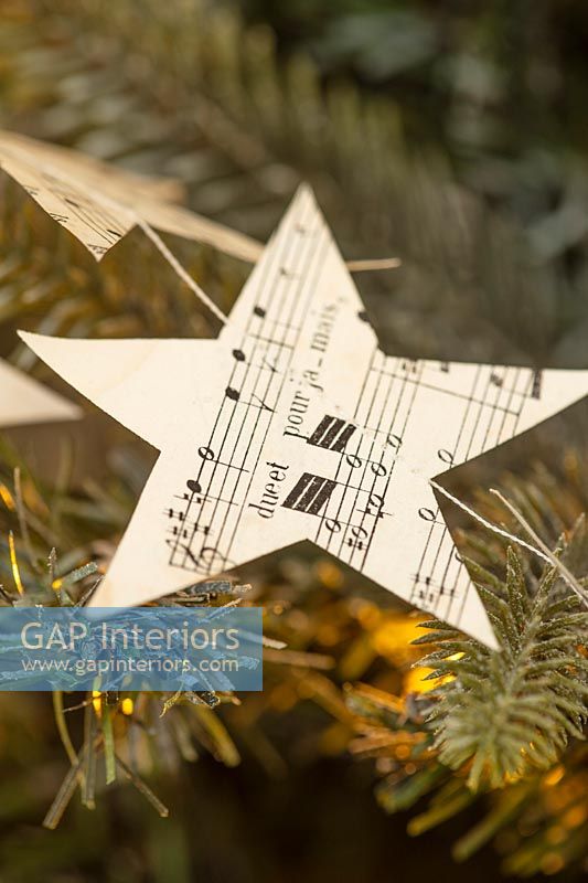 Star made from cut out musical score sheet 