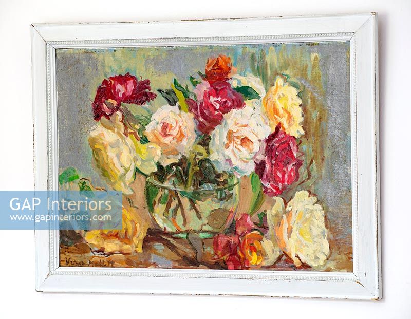 Framed classic painting of roses 