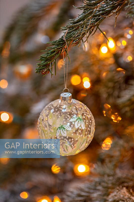 Glass bauble on Christmas tree 
