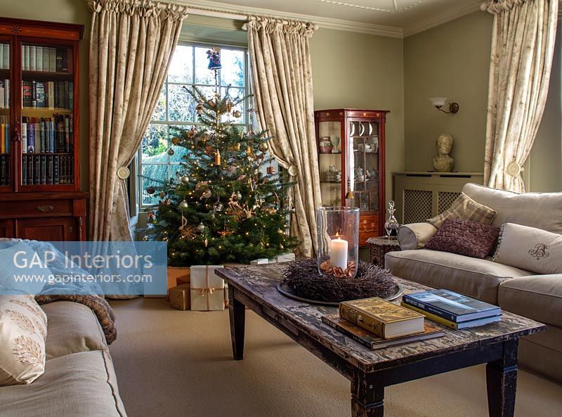 Christmas tree in classic living room 