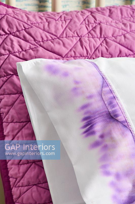 Home painted pillow case - purple tie dye effect in purple 