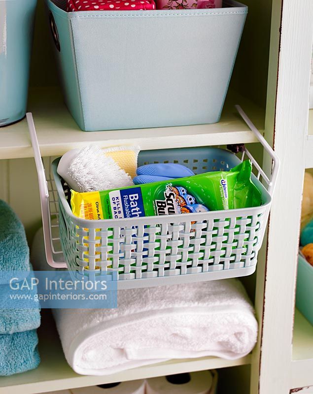 Drawer attachment on bathroom shelves for storage 