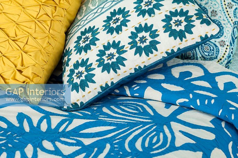 Patterned cushions and bedding 